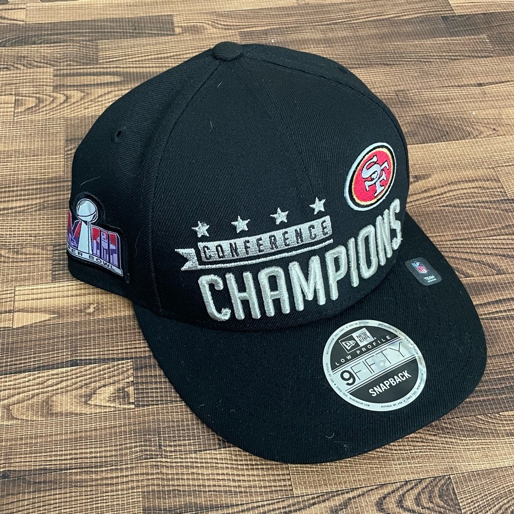 NWT San Fransisco 49ers New Era Black Conference Champions Snapback Hat
